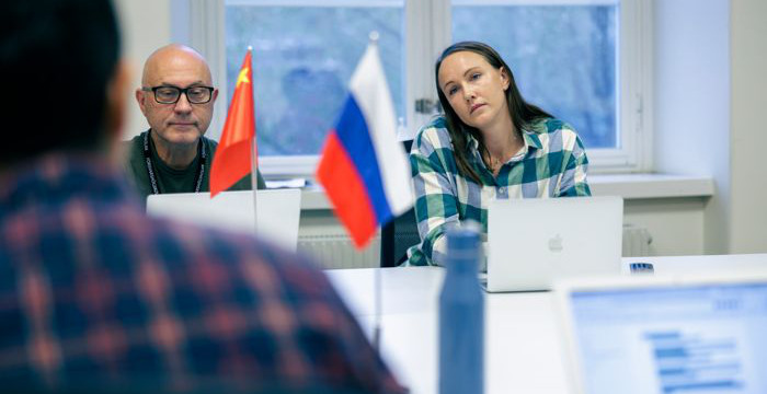 Studenter och lärare under scenarioövningen Grand Strategy Game Week. Foto: Dan Sjunnesson.