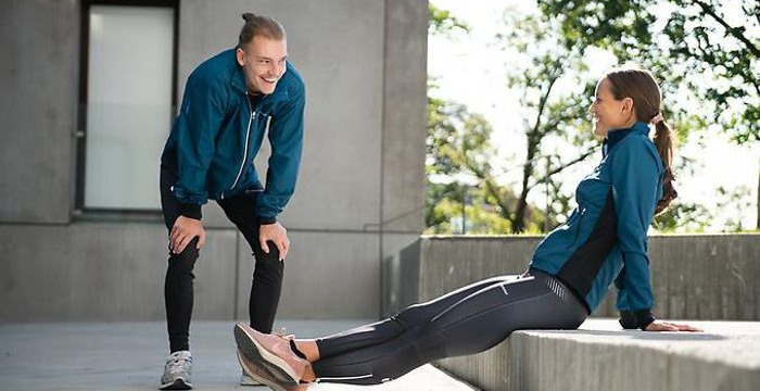 Träning på campus.