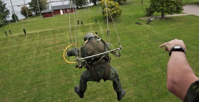 Cadet doing parachute training.