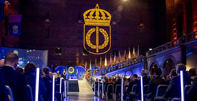 Interiör från Blå hallen vid Akademisk högtid 2024.