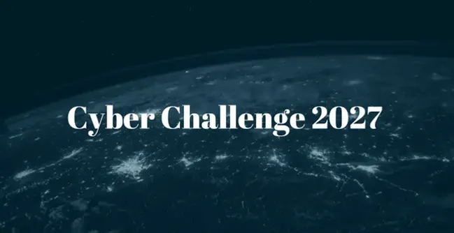 En bild av jorden med orden ”cyber challenge” på.